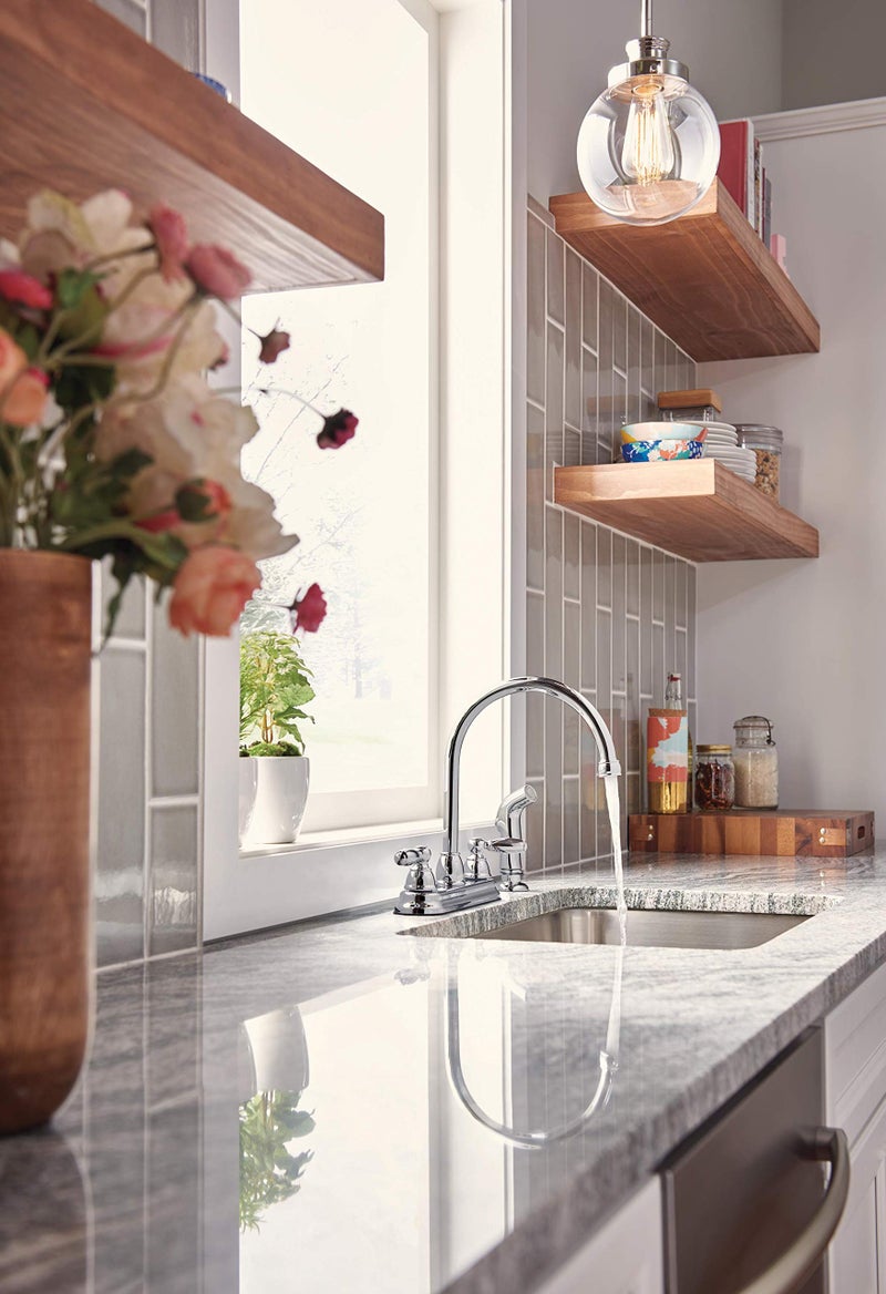 Peerless Claymore 2-Handle Kitchen Sink Faucet with Side Sprayer, Chrome P299575LF - Image 5